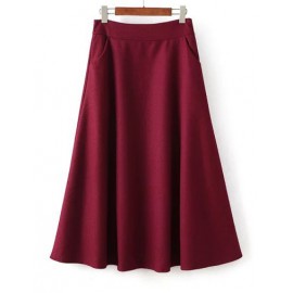 Delicate High Waist Circle Midi Skirt in Wool Size:S-L
