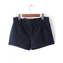 Vibrant High Waist Double Button Shorts with Slanted Pockets Size:S-XL