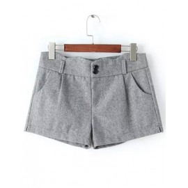 Chic High Waist Double Button Shorts with Slanted Pockets Size:M-2XL