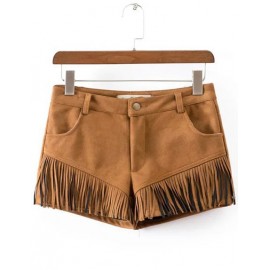 Beauty Pockets Sueded Shorts in Tassel Trim Size:S-XL