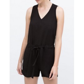 Vogue Lace-Up Back Sleeveless Playsuit in Drawstring Size:S-L