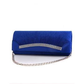 Stylish Mini Wrinkle Oblong Clutch with Chain Shoulder