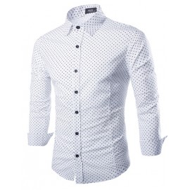 Long Sleeve Slim Fit Shirt in Polka Dots Print