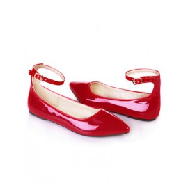 Sweet Point Toe Ankle Strap Flats in Pure Color Size:34-39