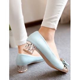 Romantic Round Toe Panel Trim Shoes in Chunky Heel Size:34-39