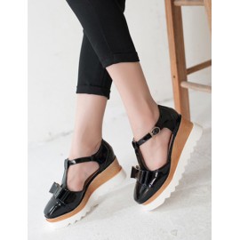 Bowknot Embellished Wedge Sandals with Perforate Trim Size:35-39