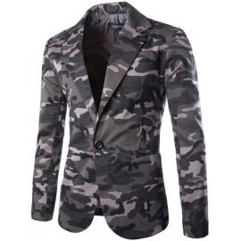 Military Style Slim Fit Blazer in Camo