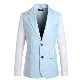  Refined Twin Buttons Trim Blazer in Contrast Color