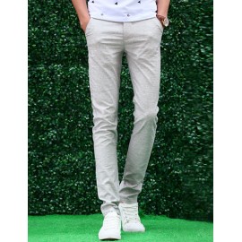 Simple Style Pockets Trim Solid Color Slim Fit Skinny Pants