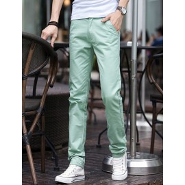 Casual Zip-Up Slim Fit Pants in Pure Color