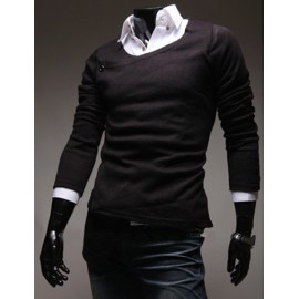 Unique Design Pure Color Cardigan with Asymmetric Hem For Men