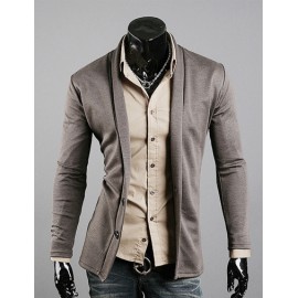 Simple Double Buttons Trim Cardigan with Shawl Collar For Men