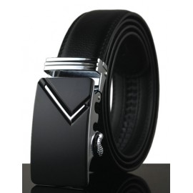 Plain Style Automatic Buckle Leather Belt For Men