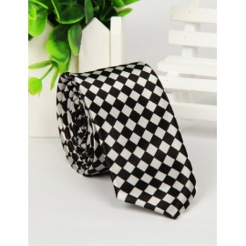 Classic Checked Printed Two Tone Skinny Neck Tie with Arrow Shape