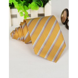 Luxury Slanted Stripe Pattern Neck Tie in Gold