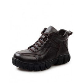 Sportive Seaming Trim Lace-Up Boots with Fleece Lining