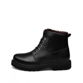 England Lace-Up Fleece Lining Martin Boots in Solid Color