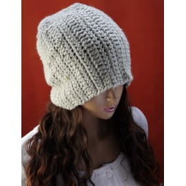 Sweet Pure Color Knitted Beanie Hat with Detachable Rosette For Women