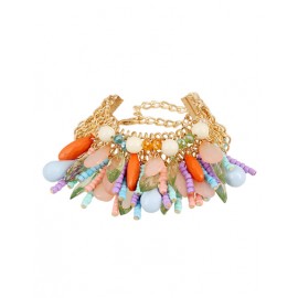Lovely Brighten Bead Tassel Embellished Chain Bracelets