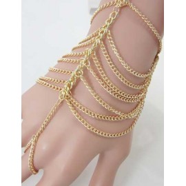 Styling Layered Chain Ring Trim Gold Bracelet