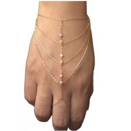 Glitter Rhinestone Ornament Layered Chain Bracelet in Gold