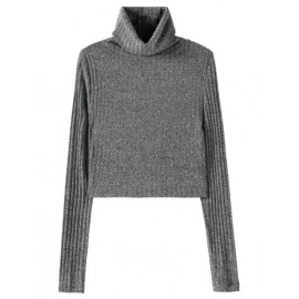 Basic Turtleneck Crop Sweater in Slim Fit Size:S-L