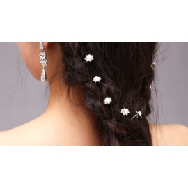 20Pcs Wedding Bridal Ladies Clear Crystal Pearl Flower U-shaped Hair Pins Clips 