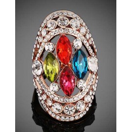 Luxury Colorful Gem Inset Bling Rhinestone Detail Ring