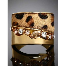 Styling Leopard Printed Glitter Rhinestone Ring