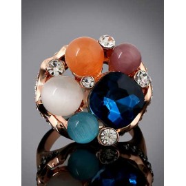 Fabulous Colorful Gem Ornament Floral Cutwork Ring
