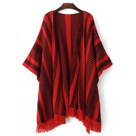 Folksy Stripe Design Oversize Sweater Kimono Size:S-L