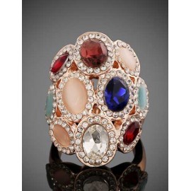 Enchanting Colorful Gem Ornament Ring with Crown Shape