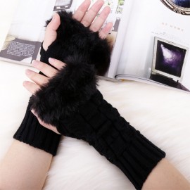 Girls Ladies Women's Wrist Gloves Fluffy Half Finger Knitting Gloves New Arrival