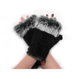 New Women's Rabbit Fur Hand Wrist Fingerless Gloves Warm Winter