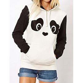 Cute Panda Design Hooded Sweatshirt with Pocket