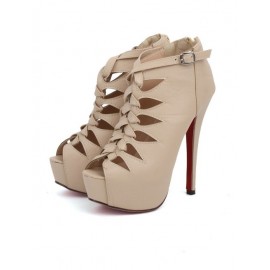 Stylish Peep Toe Cut-Out High Heel Shoes in Pure Color For Women Size:34-39