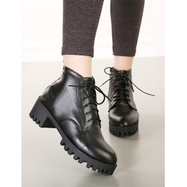 Classic Almond Shaped Toe Martin Boots in Black Size:35-39
