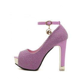 Gorgeous Glitter Peep Toe Strappy High Heels