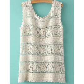 Saucy Crocheted Tank Top with Scalloped Edge