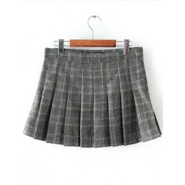 Classic High Waist A-Line Pleat Skirt in Wool Size:S-L