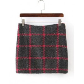 Comfy Tartan Printed Bodycon Skirt with Zip Accent Size:S-L