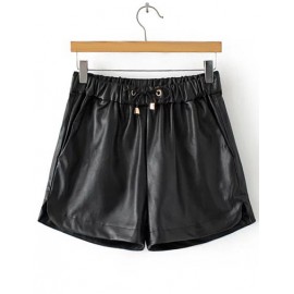 Chic Drawstring Elastic Waist Shorts in PU Size:S-L