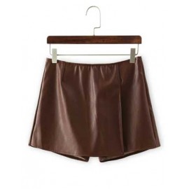 Basic Pure Color High Waist Zipper Back Shorts Size:S-L