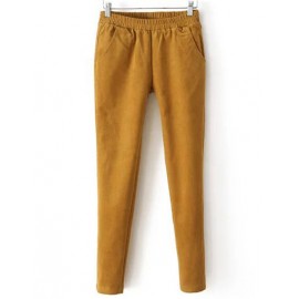Fashionable Fuzzy Corduroy Pencil Pants in Elastic Waist Size:S-XL