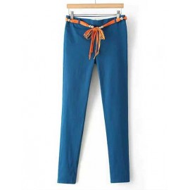Refreshing Candy Pure Color Pants with Seaming Trim Size:S-XL