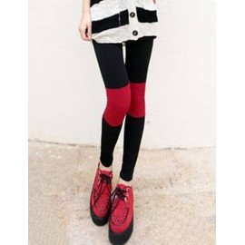 Prevalent Elastic Waistband Skinny Leggings in Contrast Color Size:M-L