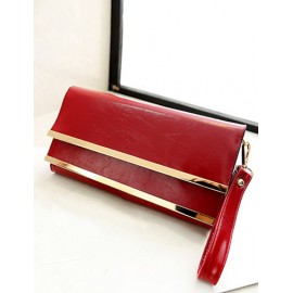 Fashionable Layered Flap Clutch Bag with Metal Bar