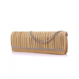 Simplicity Wrinkle Rhinestone Embellished Oblong Clutch Bag