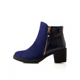 Comfortable Chunky Heel PU Panel Ankle Boots in Zipper Size:34-39