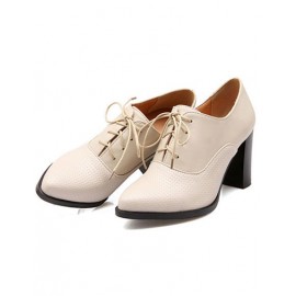 Boyfriend Point Toe Lace Up Shoes in Chunky Heel Size:34-39